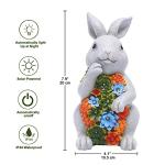 Nacome Solar Garden Outdoor Statues Bunny with Succulent and 7 LED Lights – Lawn Decor for Patio, Balcony, Yard Ornament - Chrismtas Gifts for Mom Grandma