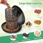 Bird Feeder for Outdoor Hanging, Mess Free Birdfeeder for Outdoor with Catch Tray, Heavy Duty Metal for Outside Hanging to Attracting Birds