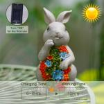 Nacome Solar Garden Outdoor Statues Bunny with Succulent and 7 LED Lights – Lawn Decor for Patio, Balcony, Yard Ornament - Chrismtas Gifts for Mom Grandma