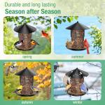 Bird Feeder for Outdoor Hanging, Mess Free Birdfeeder for Outdoor with Catch Tray, Heavy Duty Metal for Outside Hanging to Attracting Birds