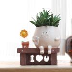 QIAOLY Sunflower Planter Pot with Drainage Hole Cute Plant Pots for Succulents Plants Live Unique Flower Pots for Indoor Outdoor Use