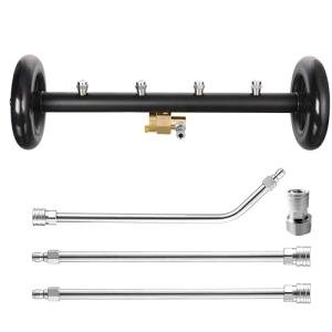 Tool Daily Undercarriage Pressure Washer Attachment 16 Inch, Dual-Function Undercarriage Cleaner for Power Washer and Garden Hose, Under Car Wash Water Broom with 3 Pieces Extension Wand, 4000 PSI
