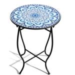 Round Side Table, Indoor Outdoor Small Side Table, Weather Resistant Black Metal Side Table for Livingroom Patio Balcony Yard Porch Garden, 14” Diameter and 17” H Patio Accent Table Plant Stand