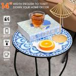 Round Side Table, Indoor Outdoor Small Side Table, Weather Resistant Black Metal Side Table for Livingroom Patio Balcony Yard Porch Garden, 14” Diameter and 17” H Patio Accent Table Plant Stand