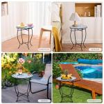 Round Side Table, Indoor Outdoor Small Side Table, Weather Resistant Black Metal Side Table for Livingroom Patio Balcony Yard Porch Garden, 14” Diameter and 17” H Patio Accent Table Plant Stand