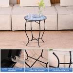 Round Side Table, Indoor Outdoor Small Side Table, Weather Resistant Black Metal Side Table for Livingroom Patio Balcony Yard Porch Garden, 14” Diameter and 17” H Patio Accent Table Plant Stand