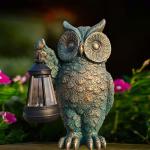 Garden Statues Outdoor, owl Figurines Decorated with Solar Lights, Unique Christmas Birthday Gifts for Moms, Grandmas, Women, Wives, Sisters
