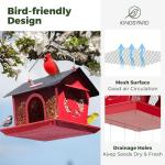 Kingsyard Bird Feeder for Outdoors Hanging, Dual-Use Metal Mesh Wild Bird Feeders with Seed Tray & Weatherproof Roof, 3 lbs Large Capacity, Red