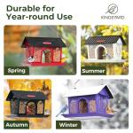 Kingsyard Bird Feeder for Outdoors Hanging, Dual-Use Metal Mesh Wild Bird Feeders with Seed Tray & Weatherproof Roof, 3 lbs Large Capacity, Red
