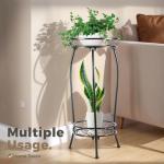 Kavlium Plant Stand Indoor Outdoor，Tall Black Metal Rustproof Stable Plant Stands，2 Tier 27.1 inch Multiple Plant Rack Holder Rack Flower Pot Stand Heavy Duty Plant Shelf