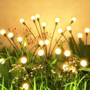 Flumy Solar Garden Lights Outdoor - 4 Pack 32 LED Firefly Lights Waterproof, Garden Decorations for Yard Patio Pathway Lawn Outside, Unique Gifts for Grandma Women, Solar Decor Warm White