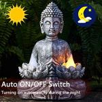 Yiosax Solar Buddha Statue - Outdoor Zen Sculpture With Flickering LED Lotus Light - Waterproof Garden Decor Gift - 11.81 Inch