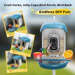 Bird Feeder with Camera 5MP Live Video, Solar Powered Smart AI Identify Birds Species, 2.4G WiFi Camera with Squirrel-Proof, 2-in-1 Bird Bath, Instant Arrival Alerts, Ideal Gifts for Birdlovers