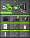 Newly Upgraded Cordless Pruning Shear, 1.4'' Cutting Diameter Electric Pruning Shears Cordless for Gardening with Brushless Motor, 2 Batteries,LCD Display,SK7 Carbon Steel Blades