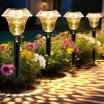PATIOPIA Solar Pathway Lights Garden Decor for Yard, Solar Garden Lights for Outside Waterproof Landscape Lighting, Garden Decorative for Walkway, Driveway, Yard, Landscape, Lawn (6 Pack Warm White)