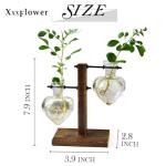 XXXFLOWER Plant Terrarium Wooden Stand, Hydroponic Planter Bulb Glass Metal Swivel Holder Retro Air Plants Water Plants for Home Office Decoration,Gifts for Plant Lover Wife Mom- 2 Love Bulb Vase