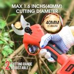 Electric Pruning Shears, 40mm 1.6" Cutting Diameter Cordless Power Pruner for Gardening with 2Pcs 2000mAh Rechargeable Batteries & Replacement Blades Set, Tree Pruner Branch Cutter(Red)