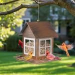 IWNTWY Bird Feeders, Heavy Duty Metal Bird Feeder for Outdoors Hanging, Weatherproof Large Capacity Wild Birdfeeder for Outside Garden Yard, Country House Shape