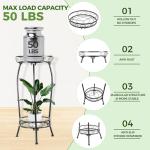 Plant Stand Indoor Outdoor 2 Tier 27" Tall Metal Potted Holder Rack Flower Pot Stand Heavy Duty Plant Shelf Rustproof Iron Multiple Plant Round Supports Rack for Planter Corner Garden Balcony Patio