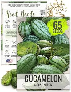 Seed Needs Cucamelon Seeds for Planting Mexican Sour Gherkin Miniature Mouse Melons - Non-GMO Heirloom & Untreated - Grow a Home Grown Indoor Outdoor Vegetable Garden (1 Pack)