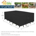 Easy-Going Rectangle Patio Furniture Cover Waterproof Outdoor Dining Table and Chair Cover Anti-UV Outside Sectional Sofa Set Covers (110"L x 84"W x 28"H, Black)
