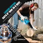 2-in-1 Cordless Pole Saw & 8'' Mini Chainsaw,Electric Handheld Chain Saw with 2× 21V 4.0Ah Rechargeable Batterie&Charger, Auto Oiling Multi-Angle,Max 16Ft Saw for Tree Trimming,Christmas Gift For Men