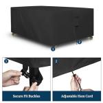 Easy-Going Rectangle Patio Furniture Cover Waterproof Outdoor Dining Table and Chair Cover Anti-UV Outside Sectional Sofa Set Covers (110"L x 84"W x 28"H, Black)