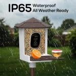 wansview Bird Feeder with Camera-Smart Bird Feeders for Outdoors Solar Powered, Birdhouse with Cam & Instant Alert, 2K Live Video, AI Identify Species, Ideal Gift for Tech Lovers, F1, Brown, 2.4G WiFi
