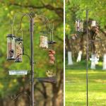 Bird Feeding Station Kit Pole Wild Bird Feeder Hanging Planter Hanger Multi Feeder Hanging with Metal Suet Feeder Bird Bath for Attracting Wild Birds