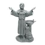 Design Toscano Francis of Assisi Blessing Religious Garden Decor Statue with Bird Bath Feeder, 19 inches Tall, Cast Stone Resin, Gray Stone Finish