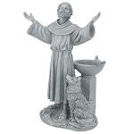Design Toscano Francis of Assisi Blessing Religious Garden Decor Statue with Bird Bath Feeder, 19 inches Tall, Cast Stone Resin, Gray Stone Finish