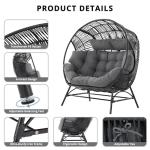 IRONCK 2 Person Egg Chair Outdoor Indoor, Oversized Double Wicker Lounge Chair, Thickened Padded Cushions and Headrests, 680Lbs Egg Loveseat for Patio, Balcony, Living Room, Porch, Gray