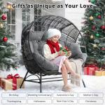 IRONCK 2 Person Egg Chair Outdoor Indoor, Oversized Double Wicker Lounge Chair, Thickened Padded Cushions and Headrests, 680Lbs Egg Loveseat for Patio, Balcony, Living Room, Porch, Gray