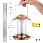 iBorn Bird Feeder Metal Squirrel Chew-Proof Bird Feeders for Outdoors Hanging Outside for Cardinal, Holds 1.5LB Seed with 3 Perchs, Brushed Copper (Seed is not Included)