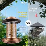 iBorn Bird Feeder Metal Squirrel Chew-Proof Bird Feeders for Outdoors Hanging Outside for Cardinal, Holds 1.5LB Seed with 3 Perchs, Brushed Copper (Seed is not Included)