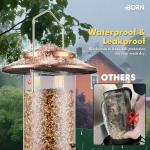 iBorn Bird Feeder Metal Squirrel Chew-Proof Bird Feeders for Outdoors Hanging Outside for Cardinal, Holds 1.5LB Seed with 3 Perchs, Brushed Copper (Seed is not Included)