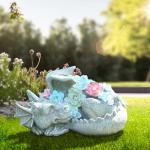Garden Dragon Statue Outdoor Decor, Coiled Sleeping Dragon Figurine with Solar Light Succulent, Waterproof Resin Garden Sculpture for Outside Lawn Patio Yard Ornament Gifts