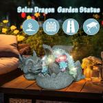 Garden Dragon Statue Outdoor Decor, Coiled Sleeping Dragon Figurine with Solar Light Succulent, Waterproof Resin Garden Sculpture for Outside Lawn Patio Yard Ornament Gifts