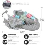 Garden Dragon Statue Outdoor Decor, Coiled Sleeping Dragon Figurine with Solar Light Succulent, Waterproof Resin Garden Sculpture for Outside Lawn Patio Yard Ornament Gifts