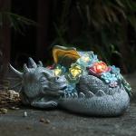Garden Dragon Statue Outdoor Decor, Coiled Sleeping Dragon Figurine with Solar Light Succulent, Waterproof Resin Garden Sculpture for Outside Lawn Patio Yard Ornament Gifts