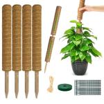 Moss Pole Monstera Plant Support: 4 Pack 16 inch Stackable Coco Coir Moss Totem Stake Tall Plants Rod Stand Grow Stick Moss Holder for House Live Plant,Indoor Climbing Potted,Vine,Pothos,Philodendron