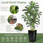 Wrbtn Realistic Artificial Indoor Plant Tree - Tall Fake Dracaena Potted Plant for Home Office Decor, Living Room & Bedroom - Lifelike Faux Plant Tree with Pot-Palm Tree (Black, 6FT)