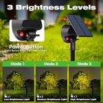 nipify 4 Pack Solar Lights Outdoor Waterproof, 53 LED Solar Spot Lights with 3 Modes Landscape Spotlights for Outside Garden Yard Trees, Warm White