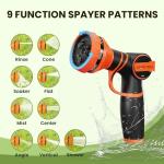 Giraffe Tools Non-Expandable Garden Hose 25FT 1/2” Lightweight Flexible Water Hoses Burst 600 psi with 9 Spray Function Nozzle Heavy Duty Hose