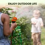 Giraffe Tools Non-Expandable Garden Hose 25FT 1/2” Lightweight Flexible Water Hoses Burst 600 psi with 9 Spray Function Nozzle Heavy Duty Hose