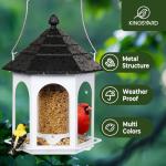 Kingsyard Metal Bird Feeder for Outdoors Hanging, 3 lbs Seed Feeder, Wild Bird Feeders for Garden Cardinal Finch Bluebird, Easy to Fill & Clean, White