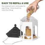 Kingsyard Metal Bird Feeder for Outdoors Hanging, 3 lbs Seed Feeder, Wild Bird Feeders for Garden Cardinal Finch Bluebird, Easy to Fill & Clean, White