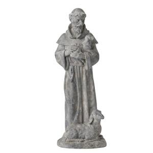 Newman House Studio Vintage St Francis Garden Statue - 15.2 Inch Resin Patron of Animal Figurine Saint Francis Sculpture with Sheep for Garden Decor