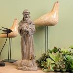 Newman House Studio Vintage St Francis Garden Statue - 15.2 Inch Resin Patron of Animal Figurine Saint Francis Sculpture with Sheep for Garden Decor