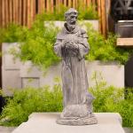 Newman House Studio Vintage St Francis Garden Statue - 15.2 Inch Resin Patron of Animal Figurine Saint Francis Sculpture with Sheep for Garden Decor